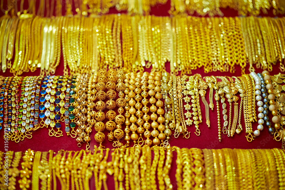 Various gold accessory at market 