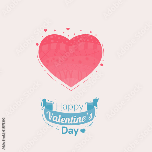 happy Valentine's day heart vector art style