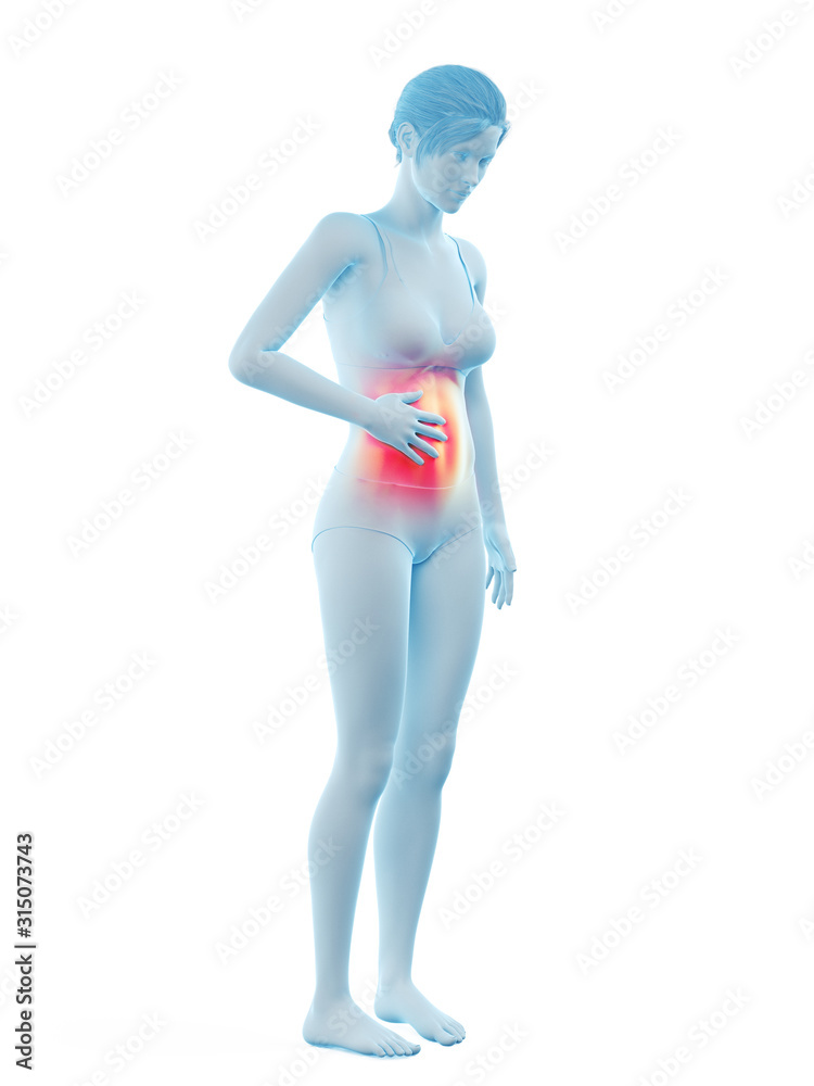 3d rendered medically accurate illustration of a woman having a painful belly 3d rendered medically accurate illustration of a woman having a painful belly