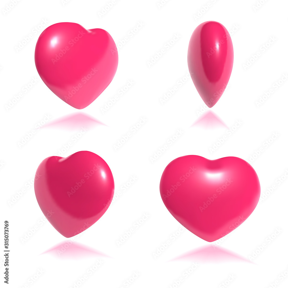 spinning pink heart 3D art vector motion