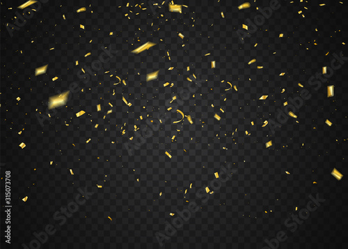Golden confetti isolated. Festive background. Vector illustration