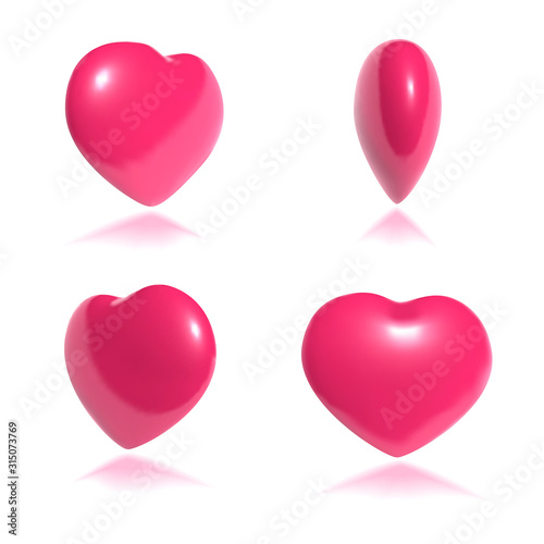 spinning pink heart 3D art vector motion