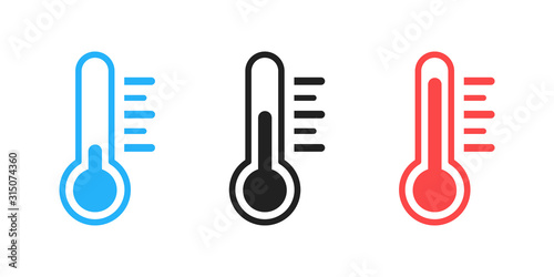Thermometer isolated vector icon . Weather icon with different levels. Measuring tool.