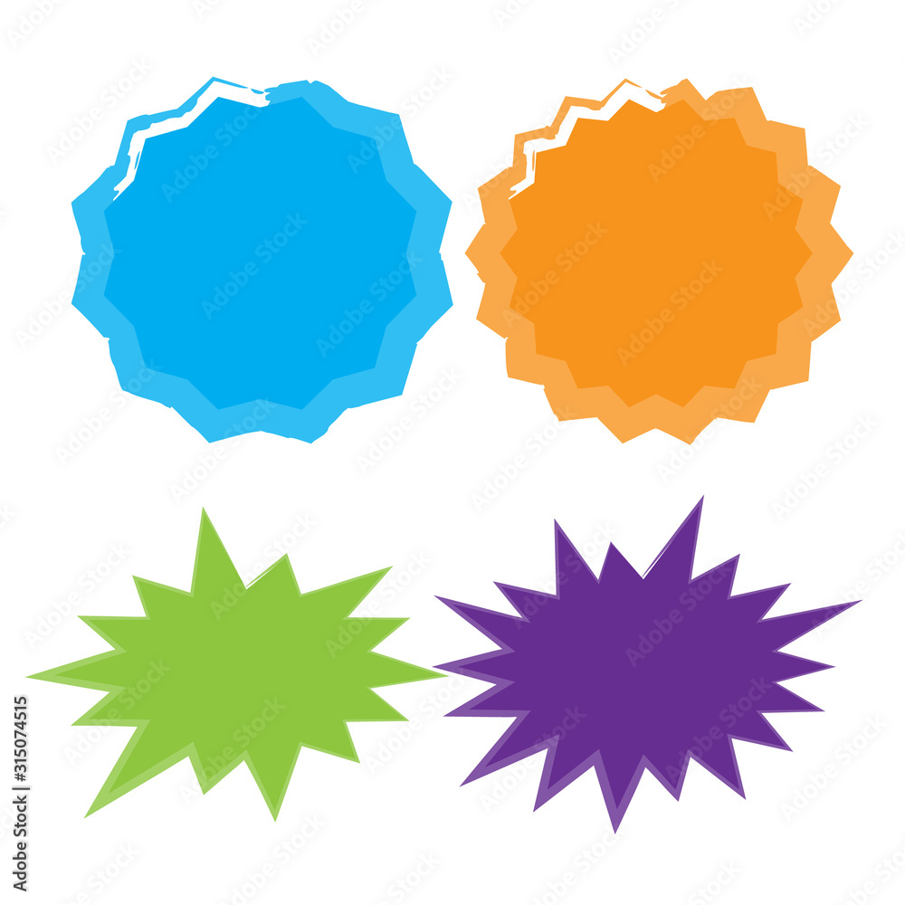Set of vector starburst, sunburst badges. Starburst isolated icons set Set of vector starburst, sunburst badges. Starburst isolated icons set