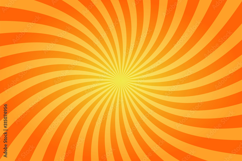 Sunburst retro sun rays yellow background. Abstract summer sunny. Vintage radial texture. EPS 10