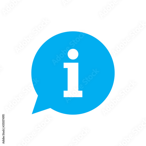 Information vector icon isolated on white background. Info speech bubble symbol or sign. Information, info simple vector icon.