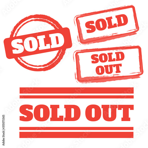 Stamp Set. Sold out stamps grunge. Sold out badge
