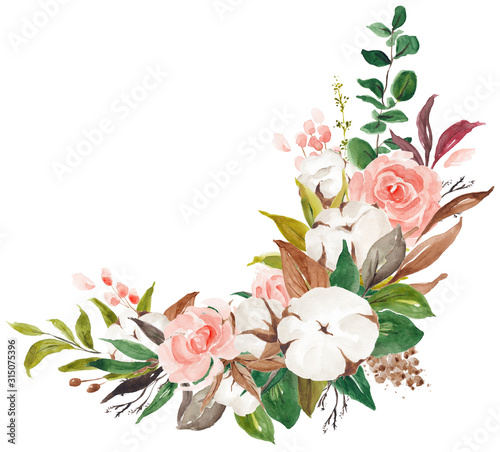 Floral Foliage Wreath, Floral Bouquet, Flower Ribbon, Sprig, Blossom