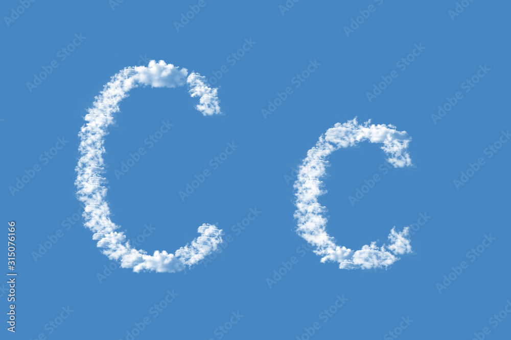 Letter C from real clouds shapes. Cloud alphabet. Letter C from real clouds shapes. Cloud alphabet.