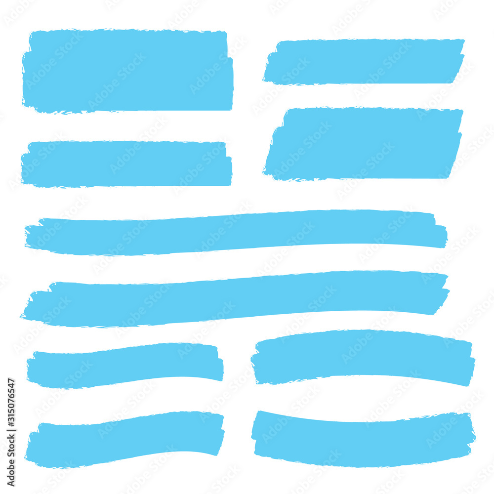 Yellow highlight marker lines. Highlighter strokes and pen brush vector Yellow highlight marker lines. Highlighter strokes and pen brush vector