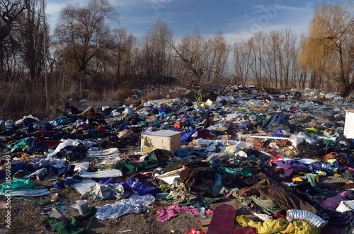 Ecology of Ukraine. Nature near Ukrainian capital. Environmental contamination. Illegal junk dump. Kiev,Ukraine