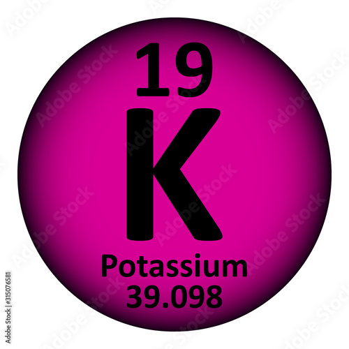 Periodic table element potassium icon.