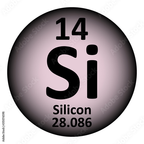 Periodic table element silicon icon.