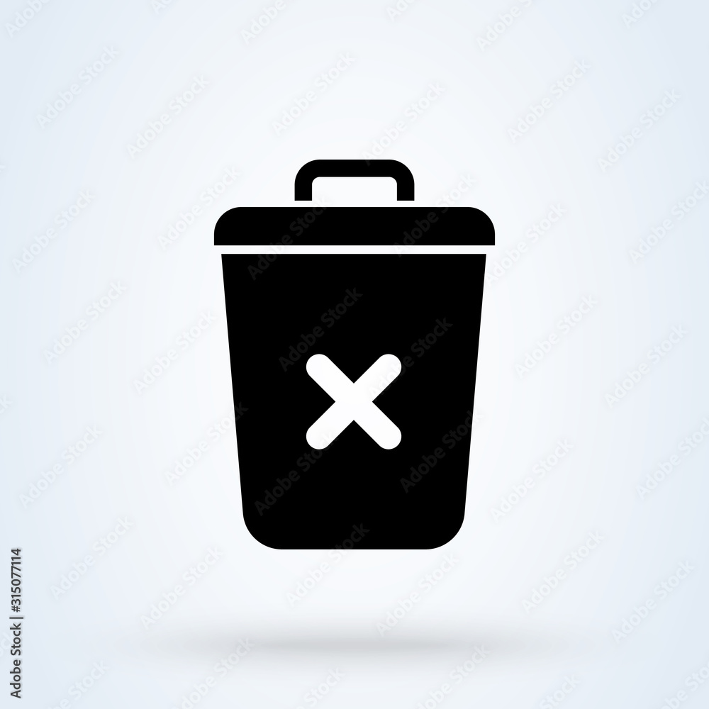 Trash Can, Rubbish Bin. Simple modern icon design illustration. Trash Can, Rubbish Bin. Simple modern icon design illustration.