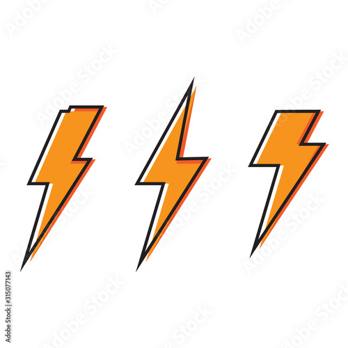 Thunder and Bolt Lighting flash Icons. Thunderbolt symbol