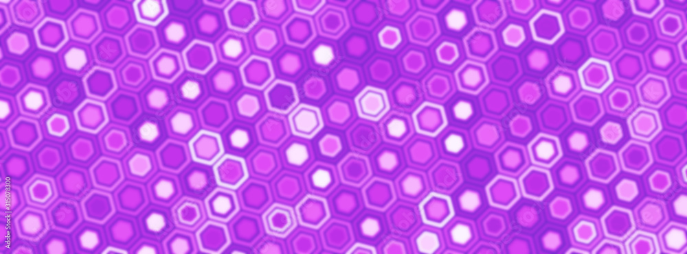 Abstract bright neon blurry backdrop. Technological honeycomb illustration. Futuristic technology background with hexagons.