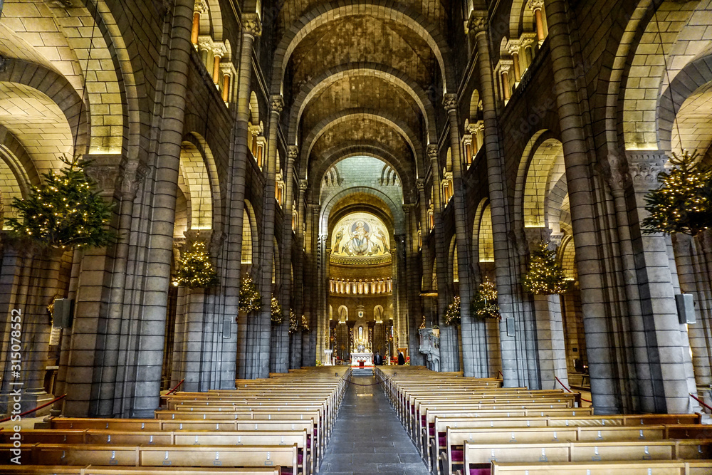 Inner panorama of St. Nicholas Cathedral, Principality Monaco. In it are buried former rulers of Monaco.