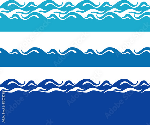 Wave Pattern Set, Blue Abstract Shape, Expandable Horizontally © Draco77