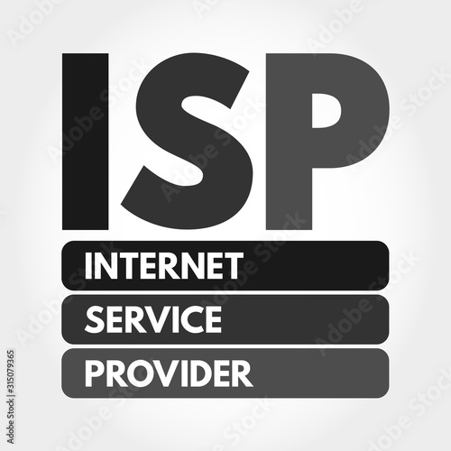 ISP - Internet Service Provider acronym, technology concept background