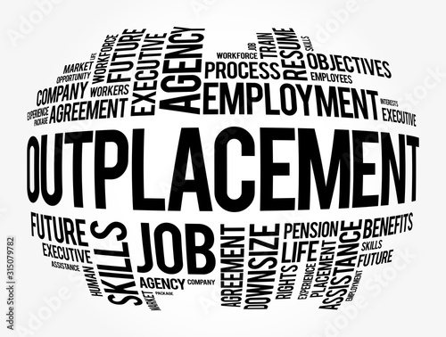 Outplacement word cloud collage, business concept background