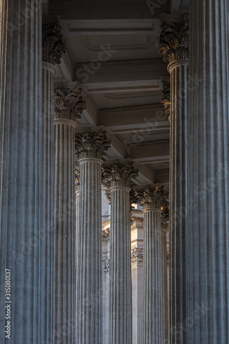 Huge columns, facade of the historic building Kazan Cathedral in St. Petersburg