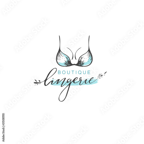 Vector emblem woman lingerie theme with lettering