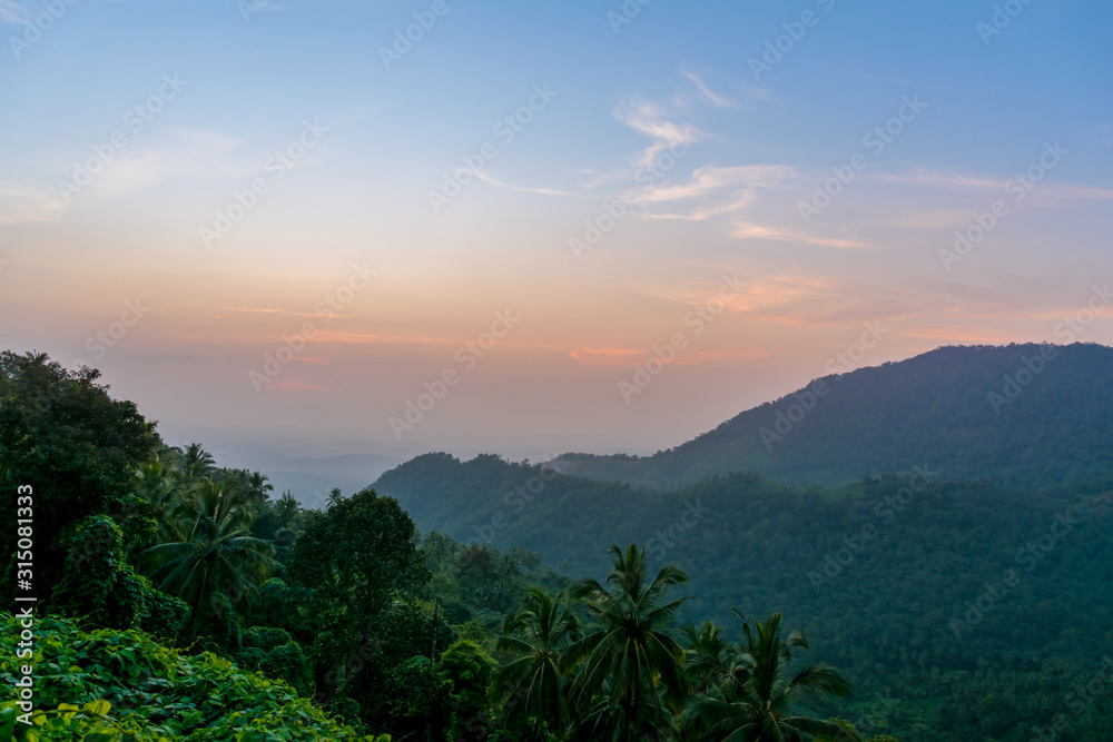 Nature Landscape Kerala Vazhamala beautiful sunset view best place to visit in Kannur, Travel and tourism concept image
