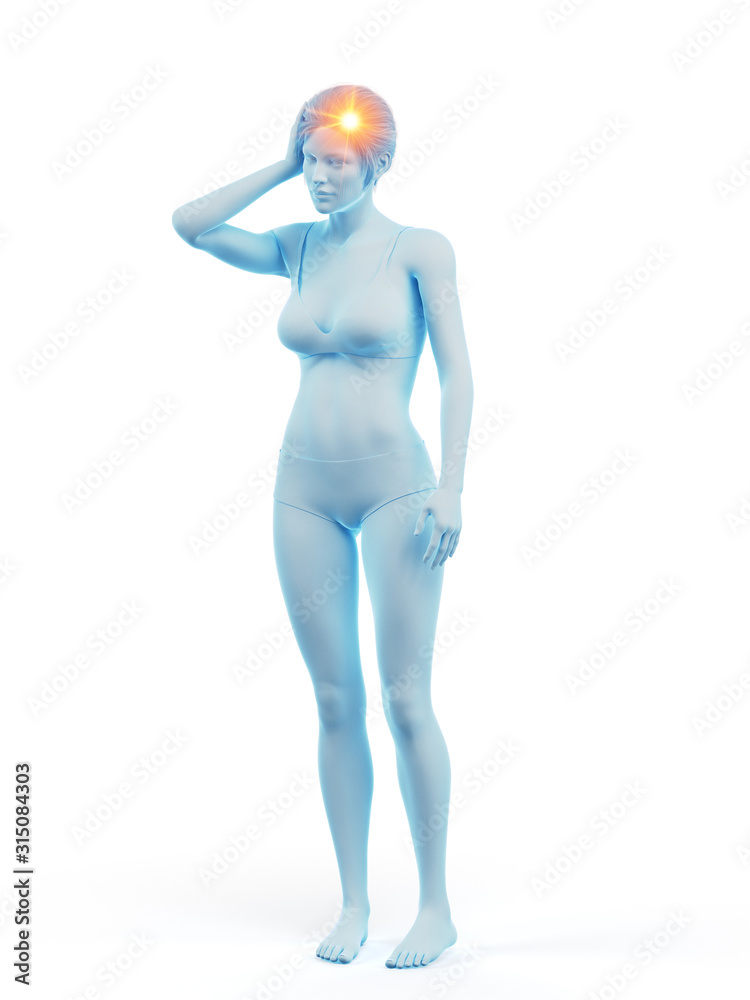 3d rendered medically accurate illustration of a woman having a headache 3d rendered medically accurate illustration of a woman having a headache
