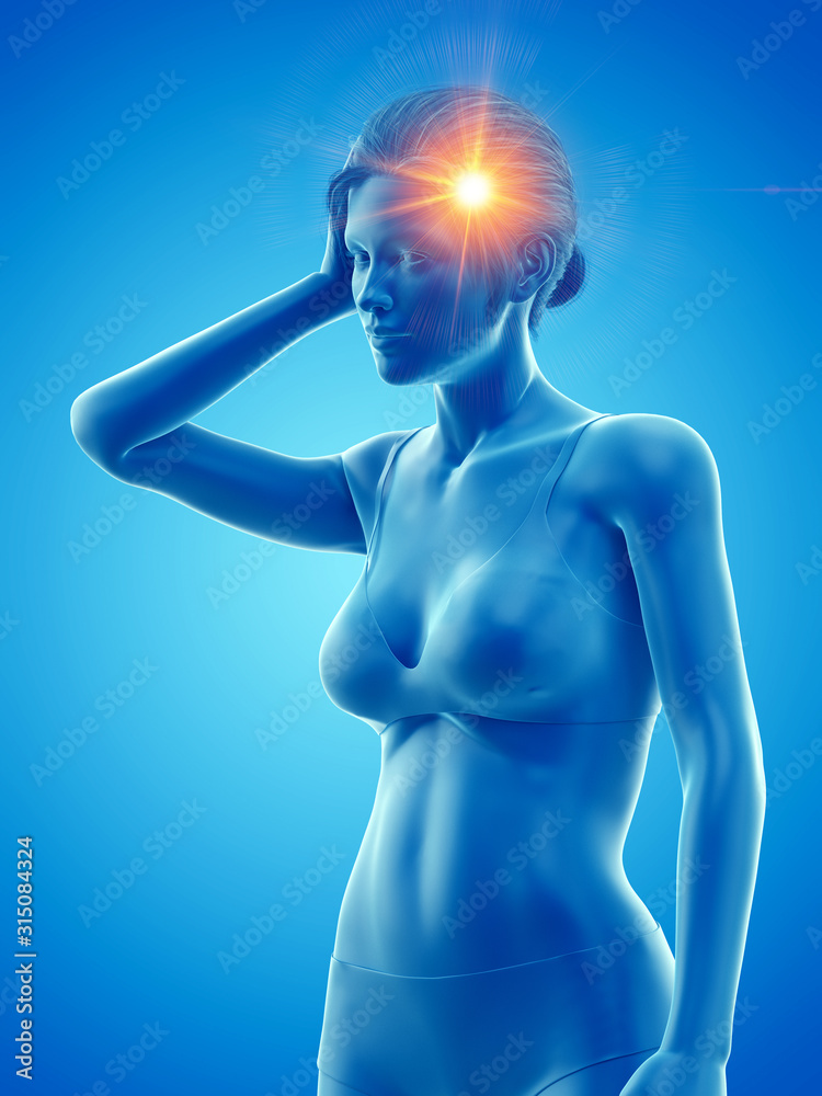 3d rendered medically accurate illustration of a woman having a headache 3d rendered medically accurate illustration of a woman having a headache
