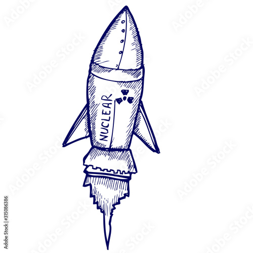 rocket, hand drawn vector llustration sketch