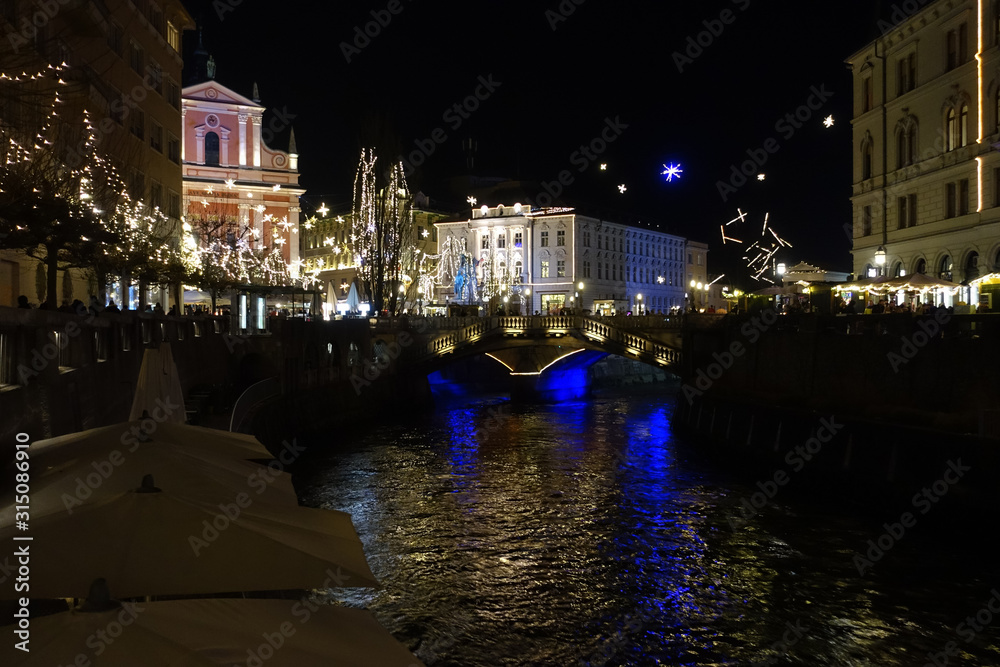 Ljubljana by night, Slovenia