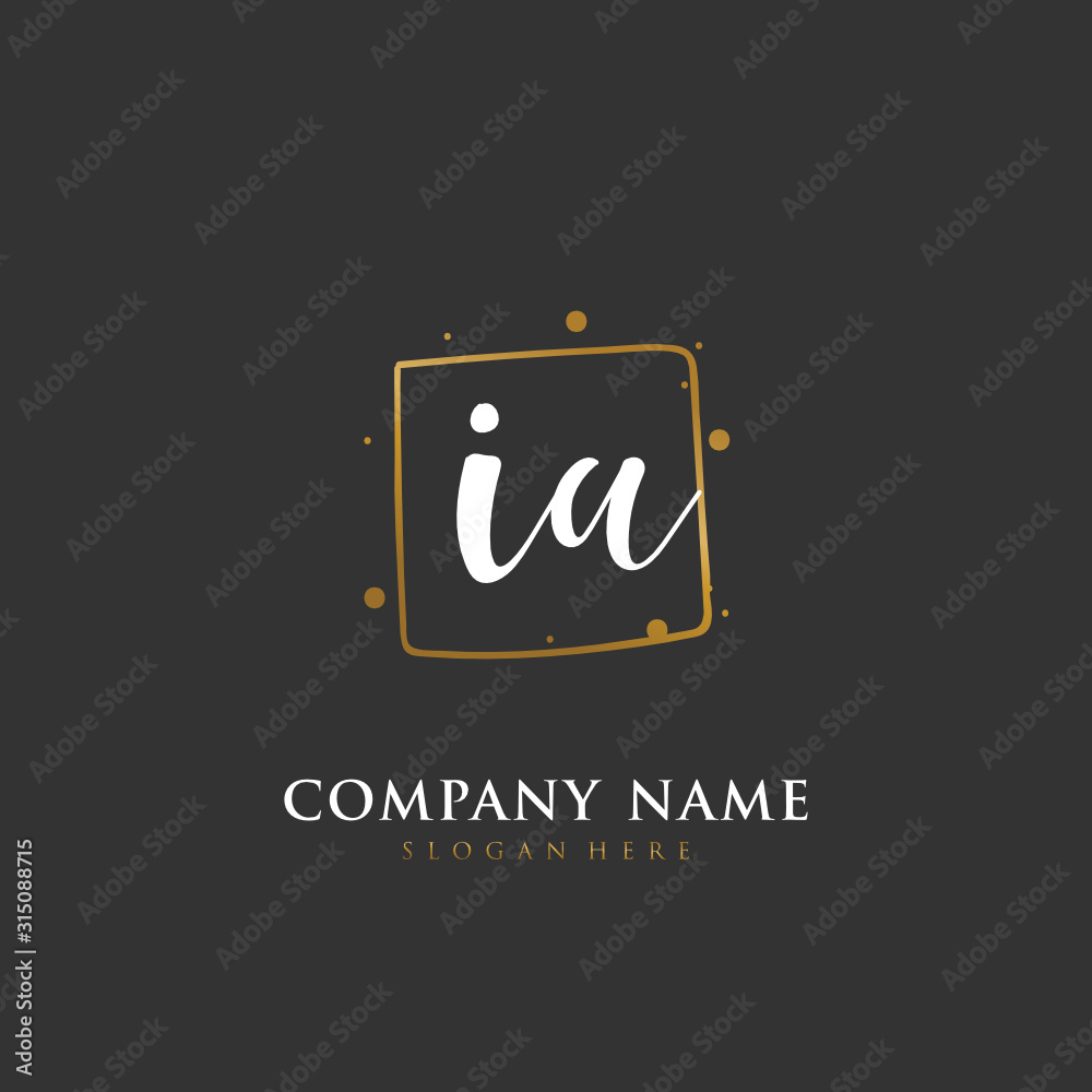 Handwritten initial letter I A IA for identity and logo. Vector logo template with handwriting and signature style. Handwritten initial letter I A IA for identity and logo. Vector logo template with handwriting and signature style.