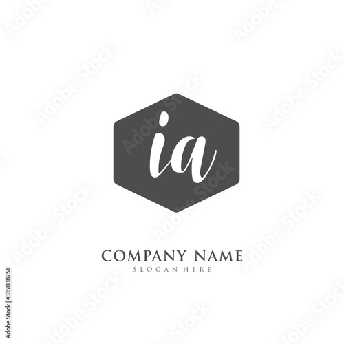 Handwritten initial letter I A IA for identity and logo. Vector logo template with handwriting and signature style.