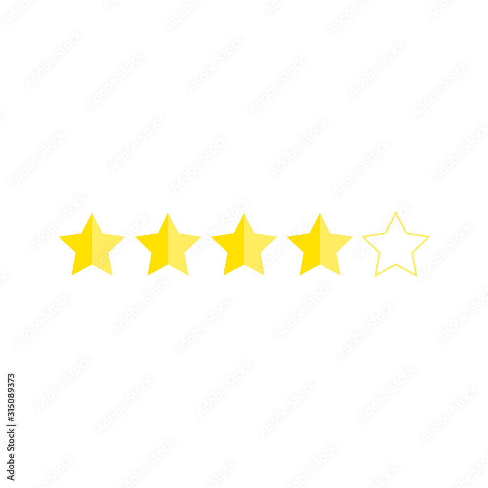 Customer satisfaction rating, stars 1 to 5, golden yellow Customer satisfaction rating, stars 1 to 5, golden yellow