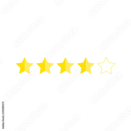 Customer satisfaction rating, stars 1 to 5, golden yellow