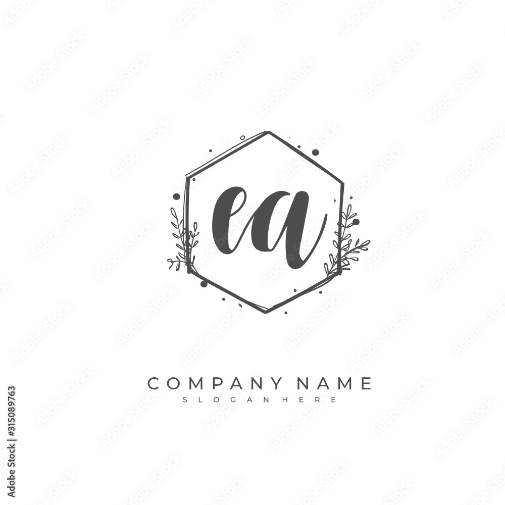 Handwritten initial letter E A EA for identity and logo. Vector logo template with handwriting and signature style. Handwritten initial letter E A EA for identity and logo. Vector logo template with handwriting and signature style.