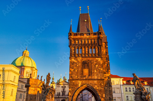 Old Town Bridge Tower at Charles Bridge in Prague  Czech Republic  Europe.