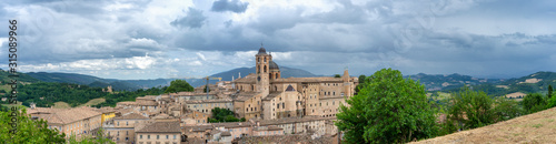 Panoramic view of the old medieval city of Urbino, in the Marche Region (Italy).