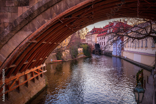 Certovka, creek of Vltava with The Velkoprevorsky mill, Prague, Czech Republic, Europe. © Viliam