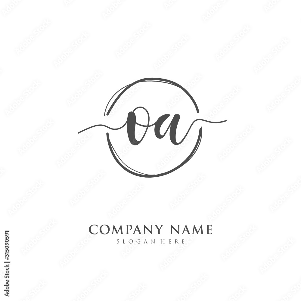 Handwritten initial letter O A OA for identity and logo. Vector logo template with handwriting and signature style. Handwritten initial letter O A OA for identity and logo. Vector logo template with handwriting and signature style.