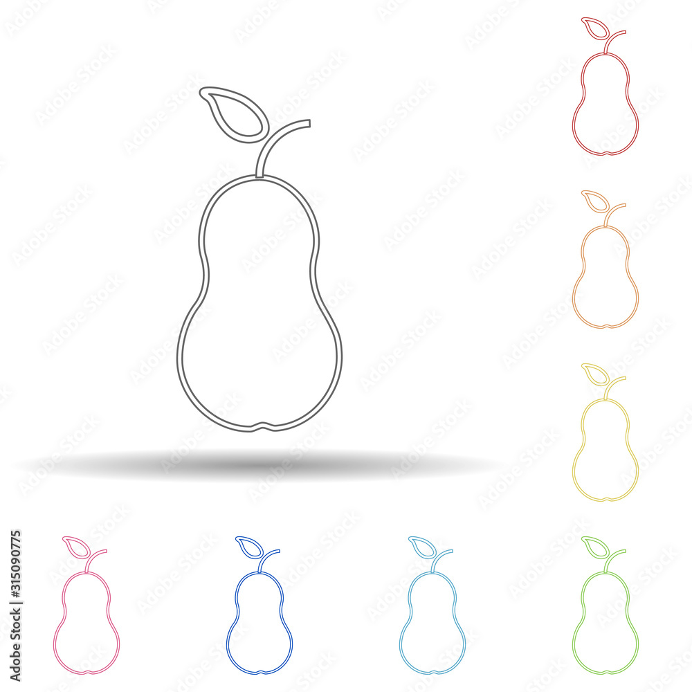 Pear in multi color style icon. Simple thin line, outline vector of fruit icons for ui and ux, website or mobile application