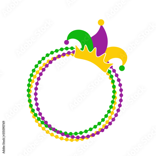 Monogram Mardi Gras svg files Jester Hat Beads clipart Fat Tuesday decor