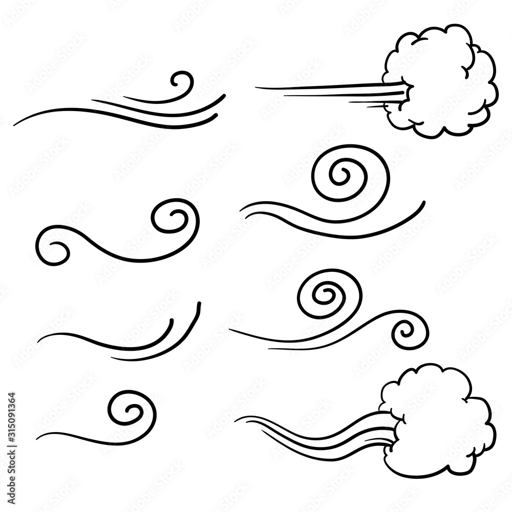 collection of doodle wind illustration vector handrawn style - obrazy, fototapety, plakaty 