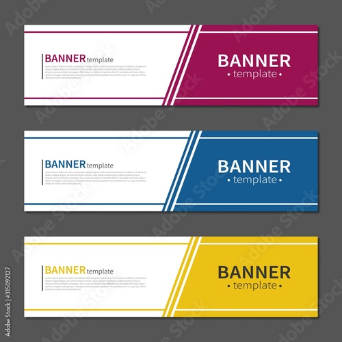 Vector design banner web template. Red, blue and yellow. Layout banners. Template ready for use in web or print design.