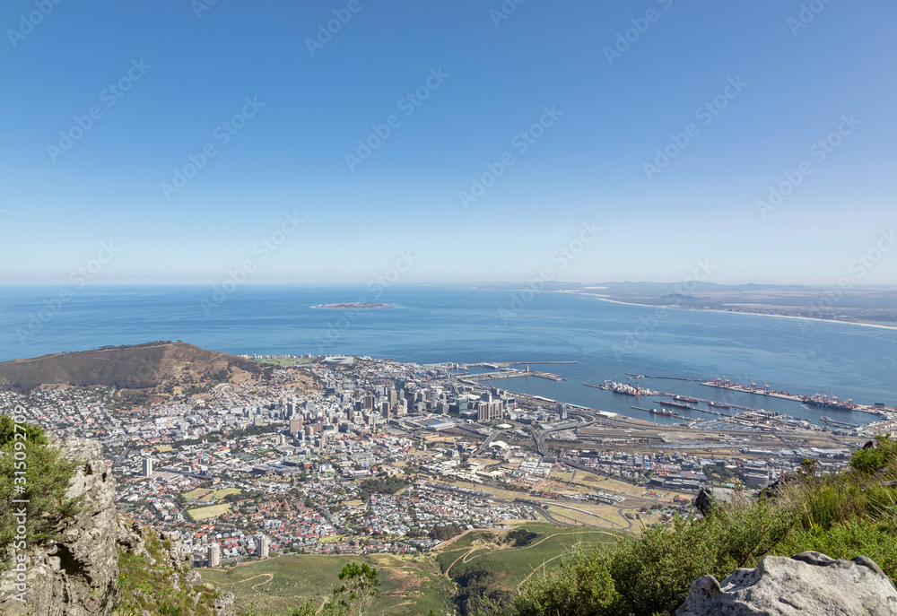 Cape Town harbour and city bowl from Devils Peak Cape Town harbour and city bowl from Devils Peak