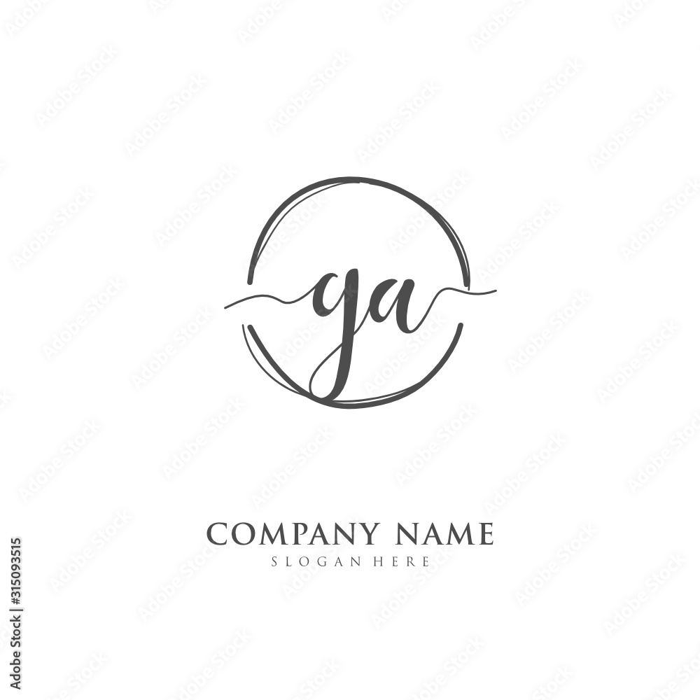 Handwritten initial letter G A GA for identity and logo. Vector logo template with handwriting and signature style. Handwritten initial letter G A GA for identity and logo. Vector logo template with handwriting and signature style.