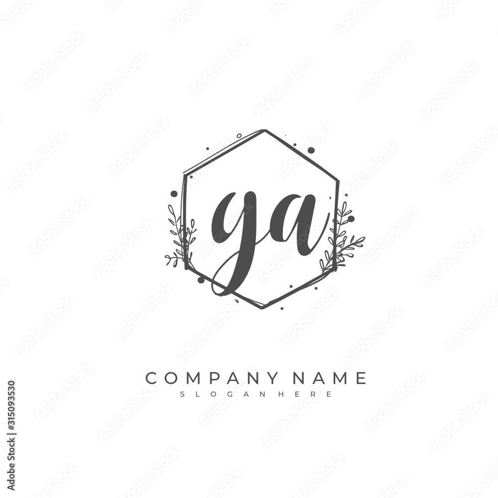Handwritten initial letter G A GA for identity and logo. Vector logo template with handwriting and signature style. Handwritten initial letter G A GA for identity and logo. Vector logo template with handwriting and signature style.