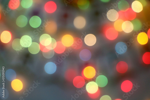 Abstract bokeh lights in Birthday party background, blurred background.