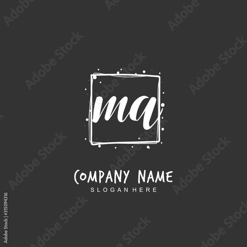  Handwritten initial letter M A MA for identity and logo. Vector logo template with handwriting and signature style.