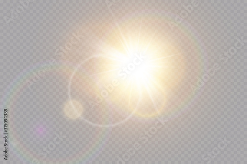 Canvas Print Vector transparent sunlight special lens flare light effect